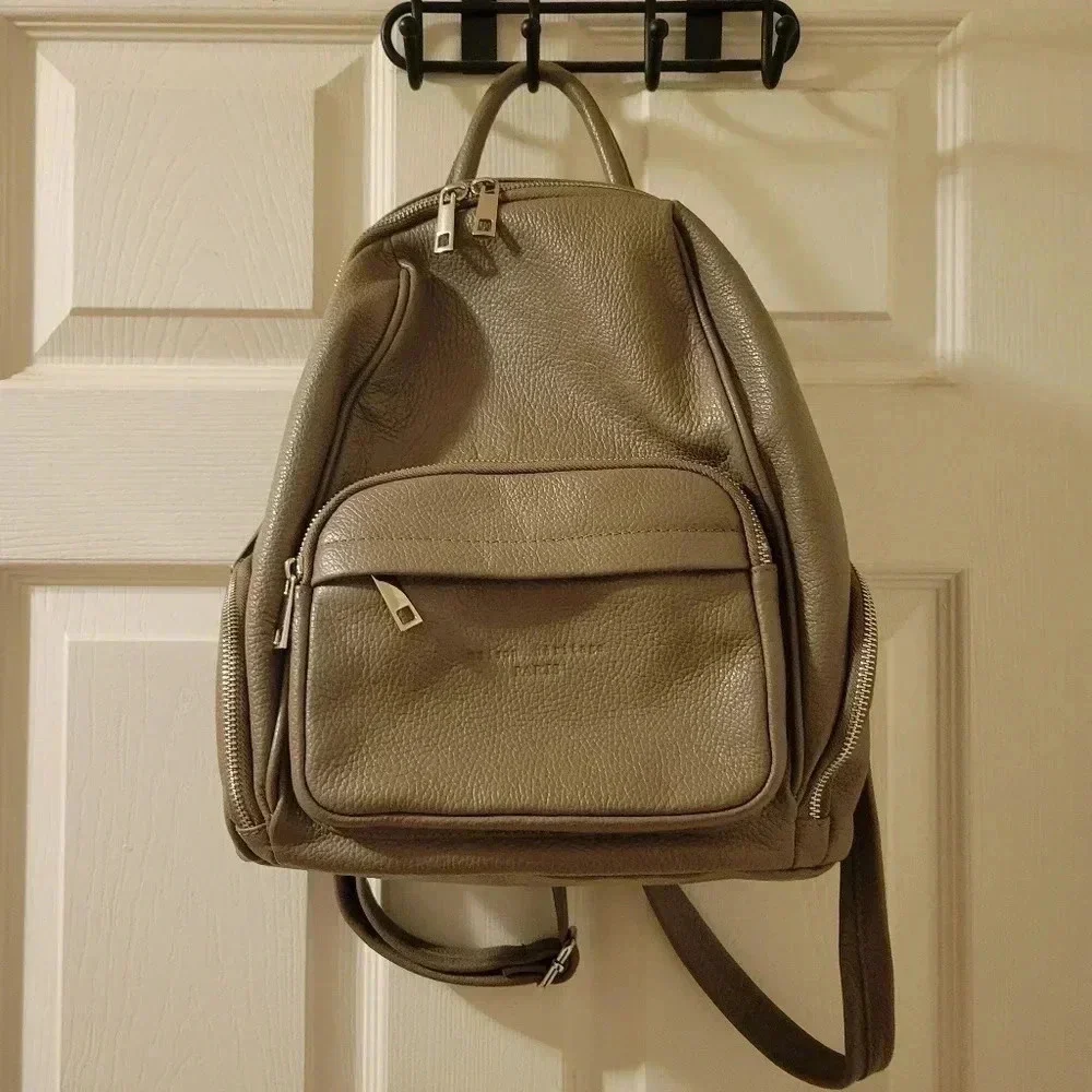 MAISON HERITAGE Paris Basi Leather Backpack in Tan Mauve Grey